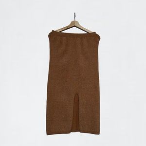 Free people skyline camel sweater midi ribbed skirt